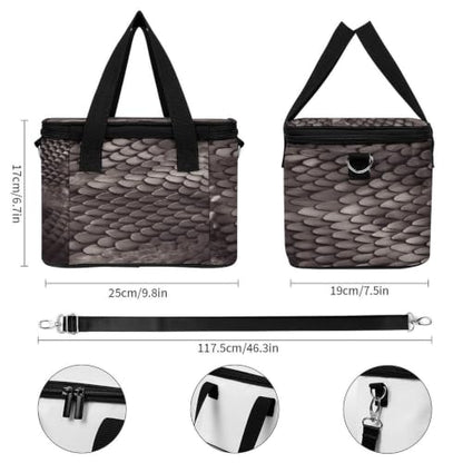 Classic Snake Skin Insulated Cooler Bag Lunch Bag Lunchbox | 600D Waterproof Oxford Insulated Lunch Bag leakproof Portable Cooler Tote Bags Reusable Lunch Bag for picnic camping travel