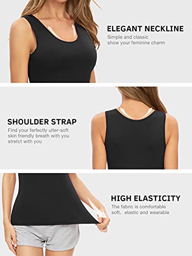 Air Curvey 4 Pack Tank Top for Women Basic Undershirt Tanks Sleeveless Casual Shirts Soft Seamless Layering Tops - color: 2-black Darkgray Black Darkgray, size: Large