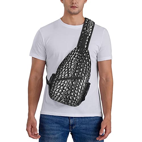 Snake Skin Sling Bag Animal Crossbody Chest Daypack Casual Backpack Women Shoulder Bag For Travel Picnic - color: Snake 01