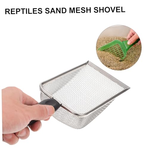 1Pc Stainless Steel Reptile Sand Shovel for Cleaning Tortoise Lizard Substrates Fine Mesh Design Durable Convenient Litter Box Accessory