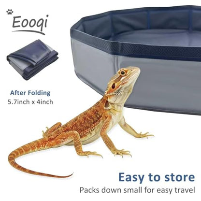 Eooqi Foldable Bearded Dragon Bathtub, Gray 19 x 3.5 in Reptile Pool | Collapsible Portable Hard-Side Small Pet Water Tub for Bearded Dragons, Hedgehogs & Hamsters - color: Gray