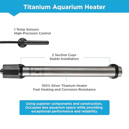 Titanium Aquarium Heater 800W, Submersible Fish Tank Heater with Digital Display Temperature Controller, 0℃-40℃ Adjustable, Fast Heating for 100 ~ 150 Gal Saltwater Freshwater Fish Tank, MX-9015(800W) - size: 800W
