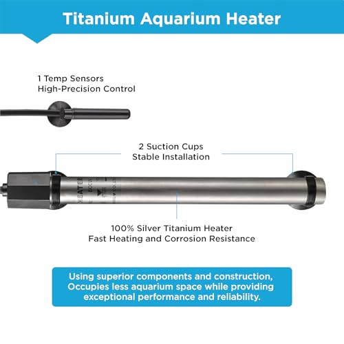 Titanium Aquarium Heater 1000W, Submersible Fish Tank Heater with Digital Display Temperature Controller, 0℃-40℃ Adjustable, Fast Heating for 150~200 Gal Saltwater Freshwater, MX-9029(1000W) - size: 1000W