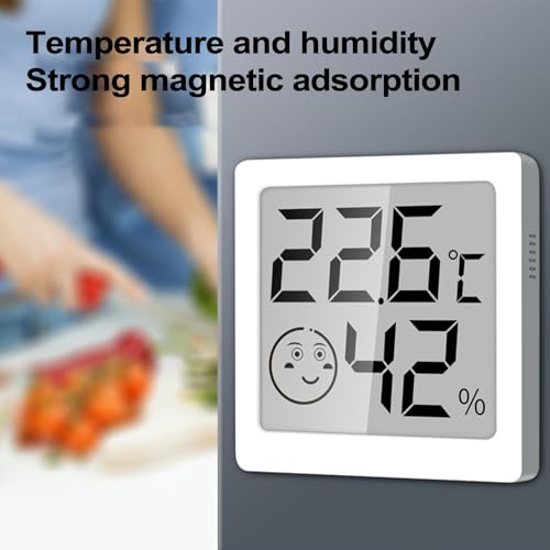 Generic Digital Thermometers Hygrometer - Indoor Temperature and Humidity Gauge with LCD Display | Digital Electronic Meters for Freezer | Baby Room | Refrigerator - color: White