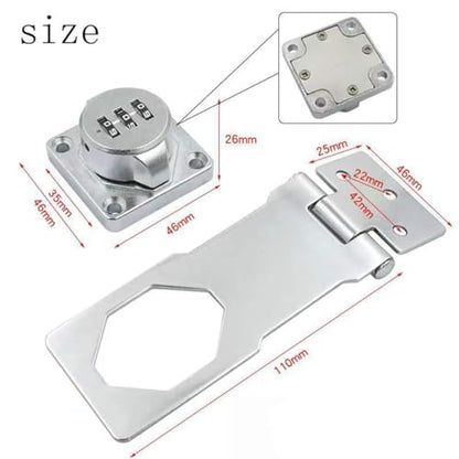 Multifunctional Combination Hasp Lock, Combination Lock for Cabinets, Mailboxes, Barn Doors, Floral Pet Doors and Office File Cabinets(Silver)
