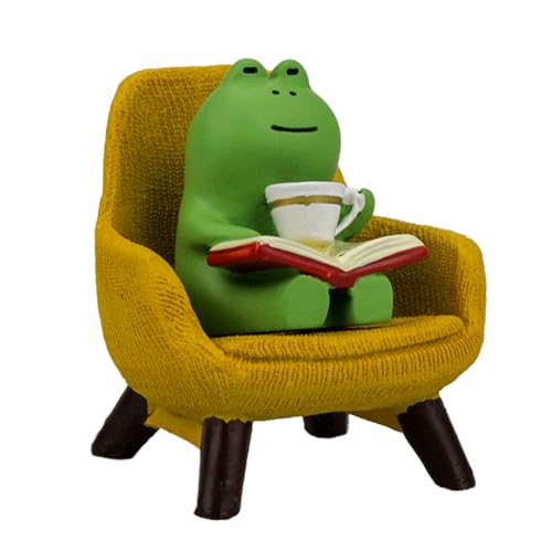 Refintural Miniature Frog Figurines - Funny Frog Sculpture for Shelf, Desk Decoration - Frog Desk Accessories - Perfect Cute Frog Gift for Frog Lovers(Yellow Sofa) - color: 02-frog-sofa-yellow