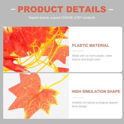 Amosfun Artificial Reptile Plants Vine Decor for Gecko Tank Terrarium Landscape Vine Fake Leaves Reptile Box Supply for Habitat Decoration