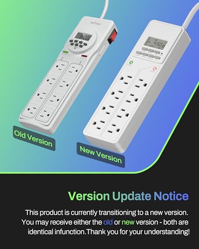 BN-LINK 8 Outlet Surge Protector with 7-Day Digital Timer (4 Outlets Timed, 4 Outlets Always On) - White | Power Strip Timer with 4 Timed & 4 Always-On Outlets, Indoor Light Timer for Aquarium, Grow Lights, Christmas Decor, 4FT Cord