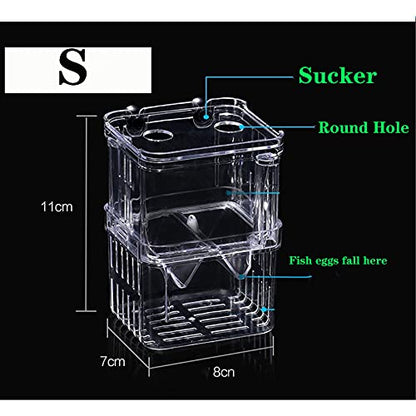 Aquarium Fish Breeder Box Plastic Fish Isolation Breeding Box Hatching Incubator Box for Baby Fish Shrimp Clownfish Guppy （S） - size: S