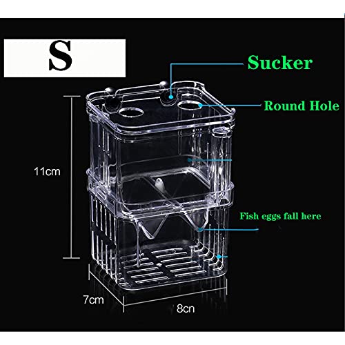 Aquarium Fish Breeder Box Plastic Fish Isolation Breeding Box Hatching Incubator Box for Baby Fish Shrimp Clownfish Guppy （S） - size: S
