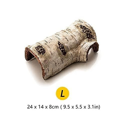 Large Artificial Birch Log Hide Reptile Shelter Basking Bark Corn Snake Gecko Sleeping Cave Wood Shape Hideout Terrarium Bush Landscaping Ornament (L) - size: L