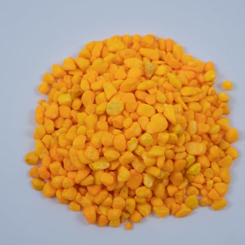 Colored Aquarium Gravel,Colorful Pea Gravel,Garden Rocks,Decorative Stones Rocks for Fish Tank,Aquarium,Fairy Garden Decor,Planters,Vase Fillers,Landscaping,1 Pound (Orange Yellow, 4-6mm) - color: Orange Yellow, size: 4-6mm