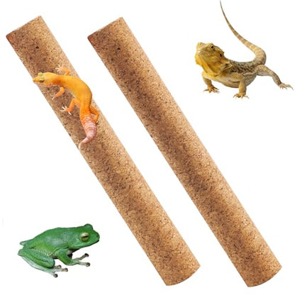 PINVNBY Cork Branches for Reptiles,2 Pcs Natural Wood Bearded Dragon Stick Snake Climbing Branch Habitat Log Decor for Tree Frog Lizard Gecko Spider Chameleon - size: M:11.81”Lx1.65”Wx1.65”H