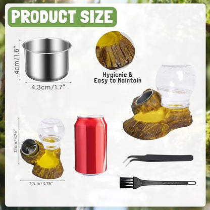 Reptile Food & Water Feeder, Escape Proof Feeding Bowl with Removable Stainless Steel Dish for Mealworms