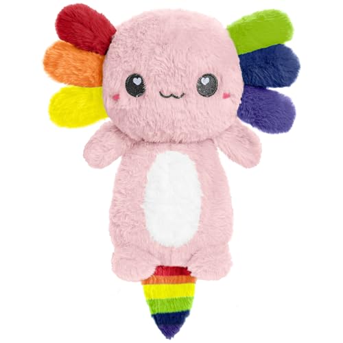 Rainbow Axolotl Microwavable 1.5 lbs Unscented Heating Pad for Women and Kids- Cute Soft Cozy Pillow Plush Heatable Warm Stuffed Animals - Kawaii Hot and Cold Plushie- Axolotl Gifts for Girls and Boys - style: Rainbow Axolotl