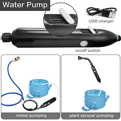 Portable Misting System with Water Pump, Plant Sprayer & Garden Hose Mister 3-in-1, No Faucet Required Misters for Outside Patio Beach Camping Golf Cart Boat, Smart Misting Cooling System - color: Portable Mister Blue