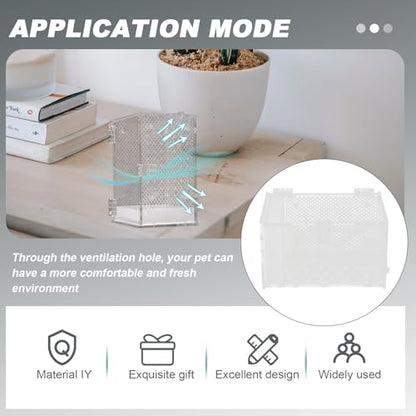 White Acrylic Reptile Breeding Box Ventilation Holes and Moisture, Spider Feeding Container Suitable for Home Use and Display