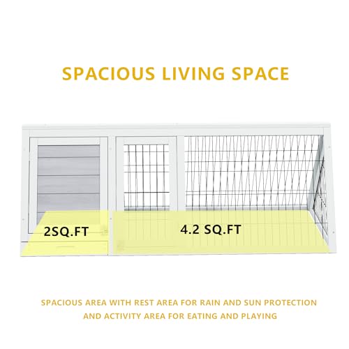 Tortoise Habitat Playpen Large Turtle Enclosure House Indoor Outdoor | Wooden Triangle Reptile Lounge, Ventilating Wire Fence, Fits Small Animals - color: White1