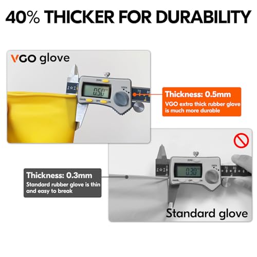 Vgo... Latex Reusable Household Gloves,Cleaning Gloves,Long Cuff (HH4601,L) | yellow,extra Thickness,kitchen,dishwashing,household,painting,gardening,pet care,car washing,bathroom,hair dyeing,laundry - color: Yellow, size: Large