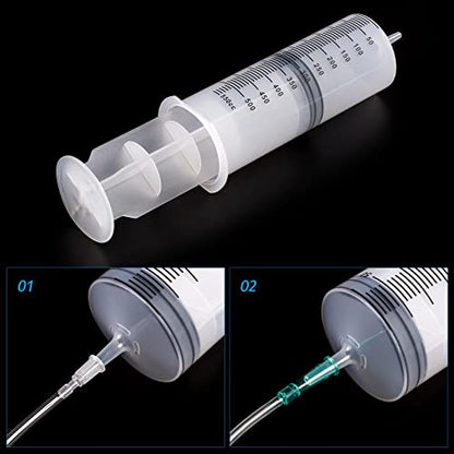 500ml/cc Syringes with Tube 40 Inch Handy Plastic Tubing and Adapter Tip | for Liquid, Refilling Measuring, Dispensing Watering, Plant Irrigation, Feeding Pets, Oil or Glue Applicator - size: 500ML/CC
