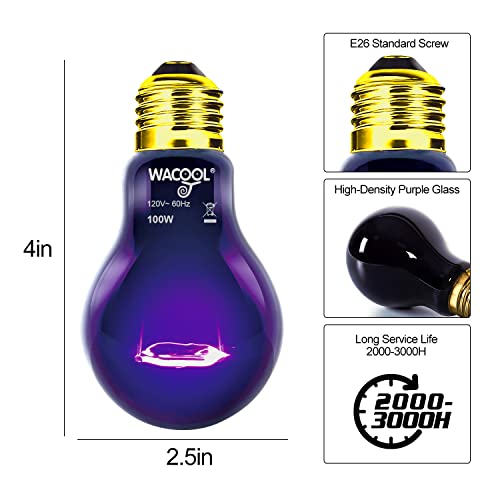 Cricket Calcium Powder Mixer for Reptiles with 4Pack Reptile Night Heat Lamp, 100W Night Heat Lamp for Reptiles & Amphibians,Simulate Nature Moonlight Purple Night Light for Bearded Dragon Lizard Sna