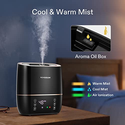 VIVOSUN 2-in-1 Warm and Cool Mist Humidifier, 5L Indoor Ultrasonic Air Humidifier with Essential Oil Tray for Bedrooms, Plants, Offices and Babies - style: 5L 2-in-1 Cool & Warm Mist Humidifier