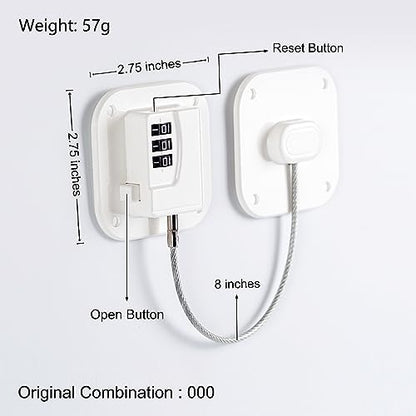 Refrigerator Lock, Heavy Duty Fridge Lock, Combination Lock for Refrigerator Cabinets, Drawers, Safety, Easy Install No Keys Needed (White-1Pack) - color: White-1Pack
