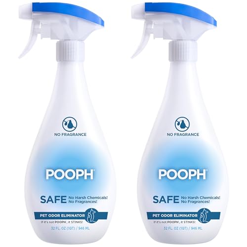 POOPH Pet Odor Eliminator Spray, 32 oz - Pack of 2 | Unscented pet odor eliminator spray for home surfaces, upholstery, furniture, and vehicles - size: 32 Fl Oz (Pack of 2)