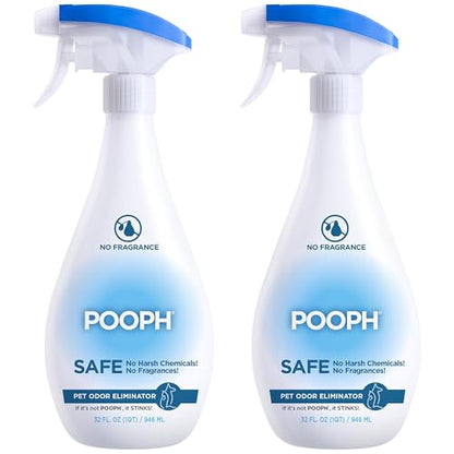 POOPH Pet Odor Eliminator Spray, 32 oz - Pack of 2 | Unscented pet odor eliminator spray for home surfaces, upholstery, furniture, and vehicles - size: 32 Fl Oz (Pack of 2)