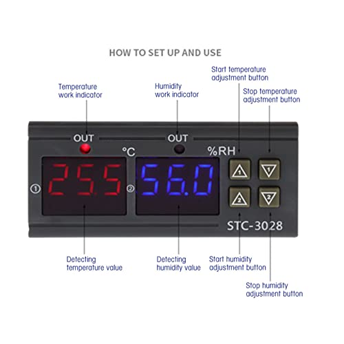 Temperature Controller STC 3028 12V Optional Integrated Sensor for Fermentation Reptile Incubation Home Brewing, 1°C Accuracy 0.1 Resolution Large Screen Display (12V) - size: 12V