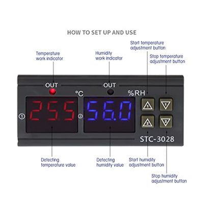 Temperature Controller STC 3028 12V Optional Integrated Sensor for Fermentation Reptile Incubation Home Brewing, 1°C Accuracy 0.1 Resolution Large Screen Display (12V) - size: 12V