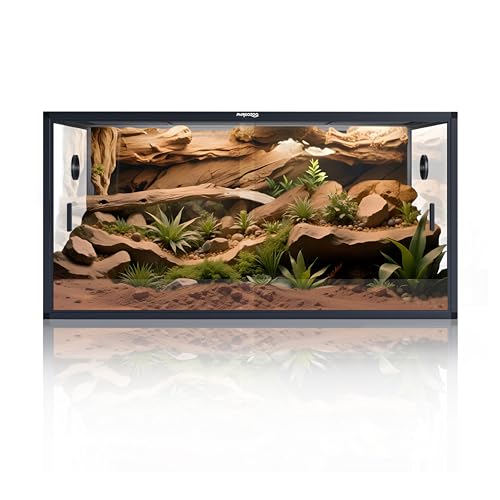 120 Gallon Bearded Dragon Tank,48" x 24" x 24" Reptile Tank with Sliding Door Top Screen Ventilation, Front Opening Reptile Enclosure for Easy Maintenance | Stackable 4x2x2 Reptile Enclosure,Optimal Ventilation & Light Penetration by Rust Proof Mesh Top,E
