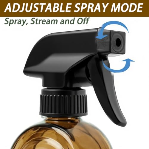 Amber Glass Plant Mister Spray Bottles, 13.5oz Adjustable Nozzle, 2 Pack | 360° rotatable nozzle; lead-free BPA-free thick glass; 13.5oz large capacity for plants, hair, cleaning & pet care - color: Amber-1