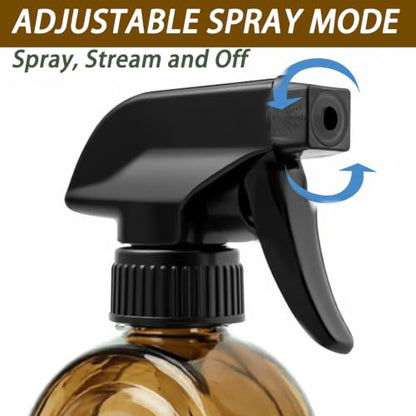 Amber Glass Plant Mister Spray Bottles, 13.5oz Adjustable Nozzle, 2 Pack | 360° rotatable nozzle; lead-free BPA-free thick glass; 13.5oz large capacity for plants, hair, cleaning & pet care - color: Amber-1