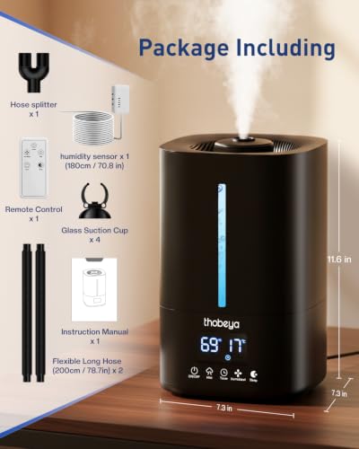 1.32 Gal / 5L Reptile Fogger Humidifier with Dual Hose, Remote Control, Humidity Sensor & Auto Humidity Control, Terrarium Mister for Reptiles, Amphibians, Plants, Grow Tent & Greenhouse
