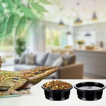 500 Pcs 0.5 oz Gecko Feeding Cups Small Gecko Food and Water Cups Reptile Feeding Bowls Plastic Bearded Dragon Food Bowl for Lizard Small Pet Ledge Accessories (Black) - color: Black