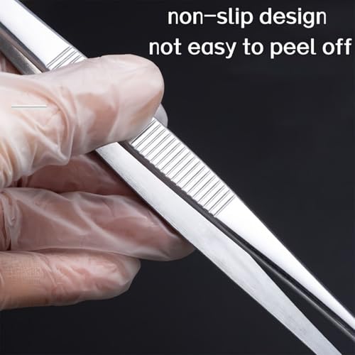 Stainless Steel Reptile Feeding Tongs Tweezers for Aquarium, Terrarium & Crafts Bearded Dragon Snake Tank Accessories, Planted Tank Tools Feeder for Lizards-5.51 Inches Curved