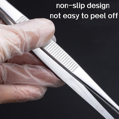Stainless Steel Reptile Feeding Tongs Tweezers for Aquarium, Terrarium & Crafts Bearded Dragon Snake Tank Accessories, Planted Tank Tools Feeder for Lizards-5.51 Inches Curved