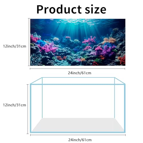 3 Pack Aquarium Background, 24x12 inch Polyester Aquarium Background | Cloth Fish Tank Background, Undersea Corals Sunshines & Rock Aquatic Plants, Backgrounds for Fish Tank - size: 24x12 Inch