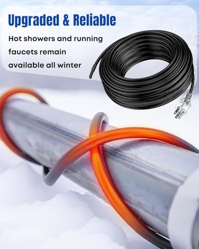 Pawfly 25 ft Heat Tape for Water Pipes, Pipe Heating Cable 8 W/ft 120 V, Self-Regulating Water Line Heat Tape Freeze Protection, Heating Trace for Pipes Roofs, Keep Water Flowing at -40 °F - style: 25 ft