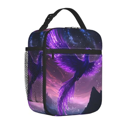 Purple Phoenix Art Adult Insulated Lunch Bag, Portable Thermal Cooler Tote With Pockets, Durable Polyester Lunch Box With Handle For Work, Office, Travel - color: Style 1