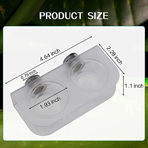 Magnetic Reptile Feeding Cups, Acrylic Gecko Feeding Ledge with 10 pcs Food Cups,Reptile Food and Water Dish Bowl for Geckos,Chameleon,Corn Snake,Iguana (F-2)