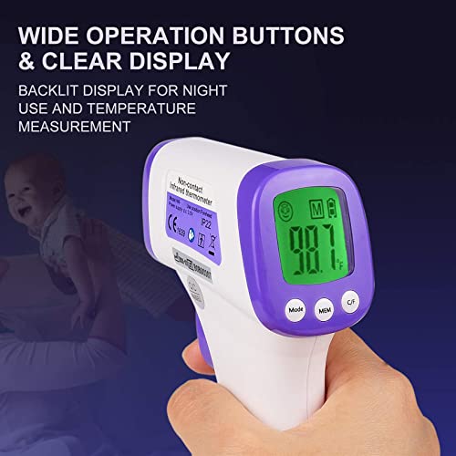 HUHETA Infrared Thermometer for Adults, Non Contact Forehead Thermometer with Fever Alarm, Accurate Reading and Memory Function, Body Temperature & Surface of Objects Use (Purple) | Accurate Reading,Memory Function,Fever Alarm, Body Temperature & Surface