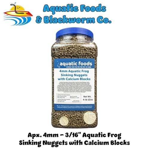 Calcium Blocks Included in Aquatic Frog 4mm Sinking 40% Protein Nuggets. Ideal for All Frogs and Bottom Tropical Fish…4-lbs 12oz Jar - size: 4.75 Pound (Pack of 1)