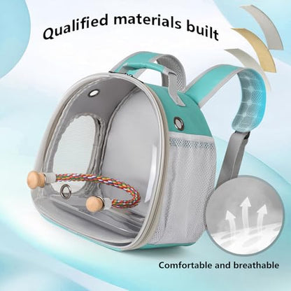 Small Bird Travel Backpack Carrier Cage, Backpack to Transport Backpack Carrier with Metal Tray Stand Perch for Parakeet Cockatiel Budgies Vet Carry Book Bag - color: Green