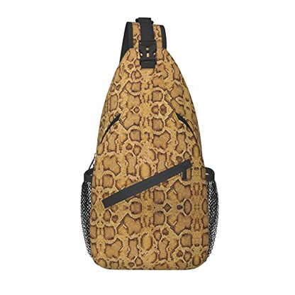 Snake Skin Sling Bag Animal Crossbody Chest Daypack Casual Backpack Women Shoulder Bag For Travel Picnic - color: Snake 06