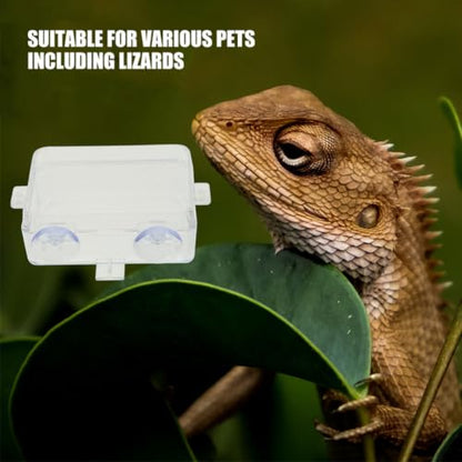 Plastic Reptile Feeding Bowl with Suction Cup for Escape Prevention, Sturdy Lizard and Snake Feeder, Versatile Use in Terrariums and Gecko Habitats