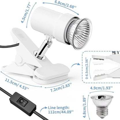 Moonorange Reptile Heat Lamp, Rotatable UVA/UVB Light with 2pcs Basking Bulbs (25W + 35W), Suitable for Turtle, Lizard, Bearded Dragon, Snake, Reptiles (White) - color: A Lamp Kit (White)