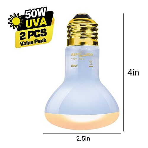 REPTI ZOO Reptile Heat Lamp, 2 Pack 50W Daylight Basking Spot Lamp for Reptiles UVA Daylight Heating Lamp Bulb Basking Light for Bearded Dragon, Tortoise, Geckos, Chicken - style: 50W Basking Spot Lamp