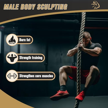 Gym Climbing Rope, Indoor Outdoor Climbing Ropes - Climbing Rope for Adults - 10ft Length, 1.5" Diameter, Climbing Ropes with Hook for Indoor and Outdoor Fitness